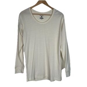 MONTE CARLO Long Sleeve Top Base Layer 38 Medium Cream Pure Wool Thermal Warm